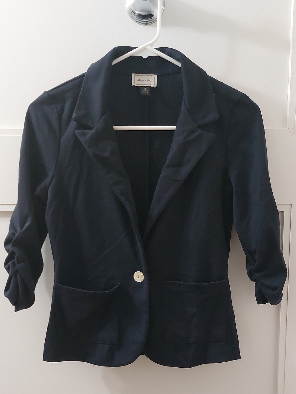 About A Girl Navy Single-Button Tailored Blazer